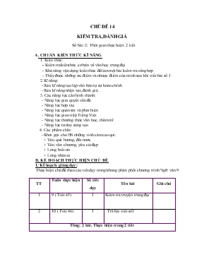 Ngữ văn 9 - Chủ đề 14 Kiểm tra, đánh giá